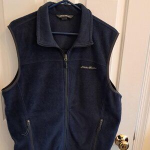 EDDIE BAUER Men's Fleece Vest, Size Large, Navy Blue
